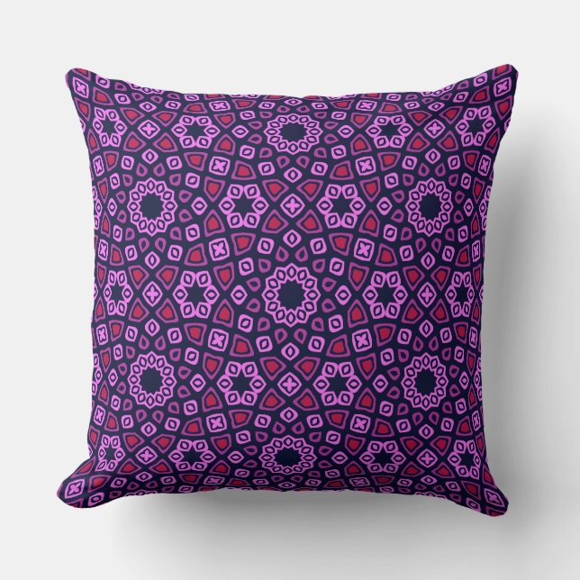 Coussin Motif Géométrique avec Tri-Hexago Tronqué Violet (Recto)