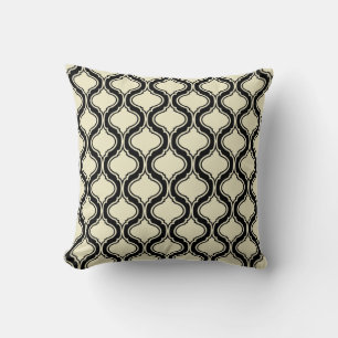 Coussin Motif Géométrique Beige Et Noir