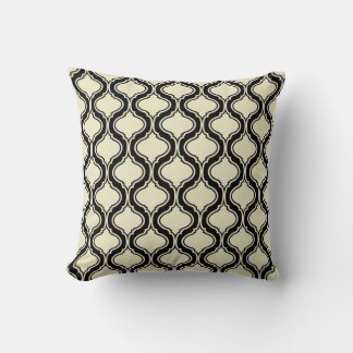 Coussin Motif Géométrique Beige Et Noir