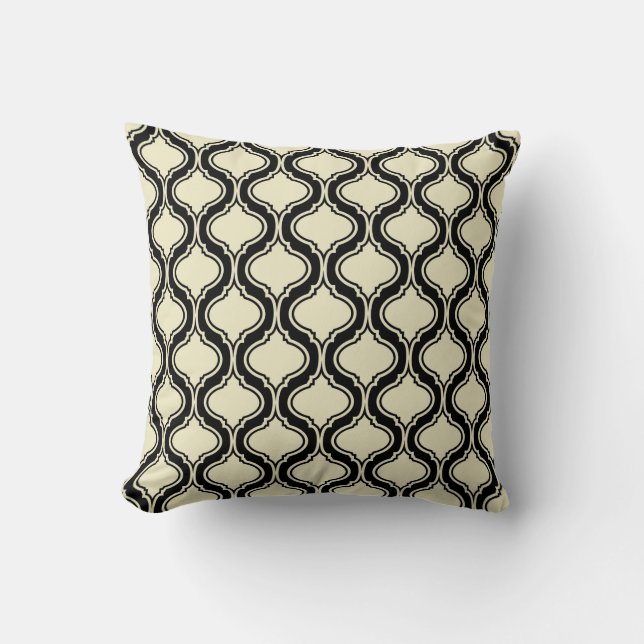 Coussin Motif Géométrique Beige Et Noir (Recto)