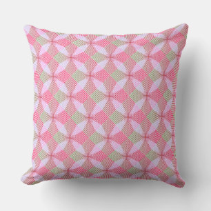 Coussin Motif géométrique beige et rose de mode