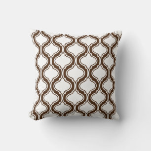 Coussin Motif géométrique blanc et Brown