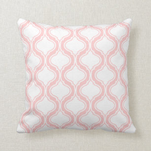 Coussin Motif géométrique blanc et rose clair