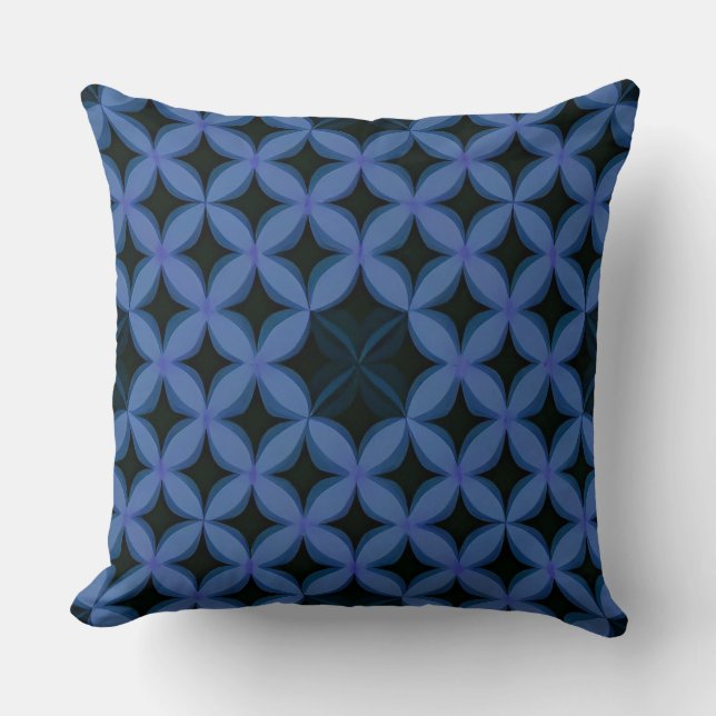 Coussin Motif Géométrique Bleu (Recto)
