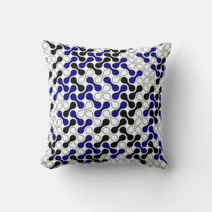 Coussin Motif géométrique bleu bleu bleu noir blanc