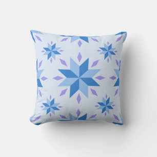 Coussin Motif géométrique bleu de flocon de neige