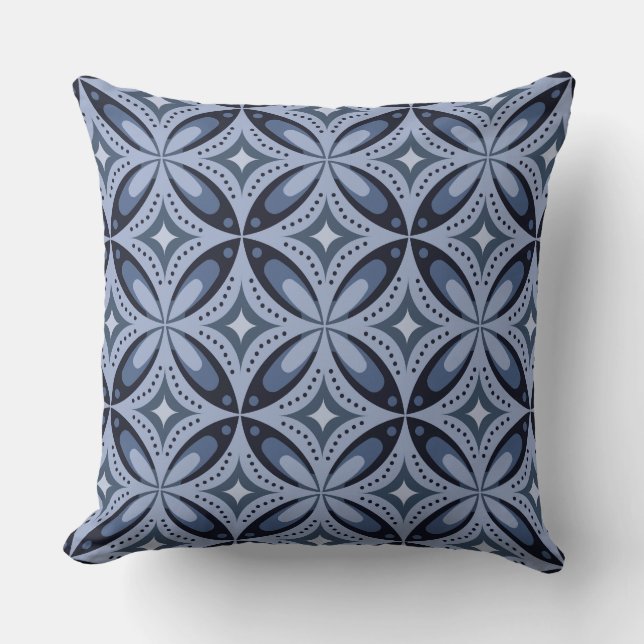 Coussin Motif géométrique bleu de style rétro (Recto)