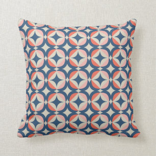 Coussin Motif géométrique bleu et de corail