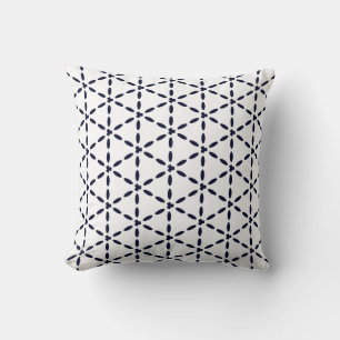 Coussin Motif géométrique bleu marine sur fond blanc