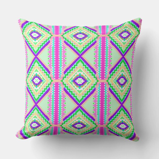 Coussin Motif géométrique bohème coloré (Recto)