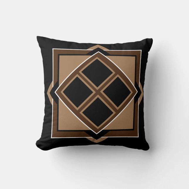 Coussin Motif géométrique Brown et noir (Recto)
