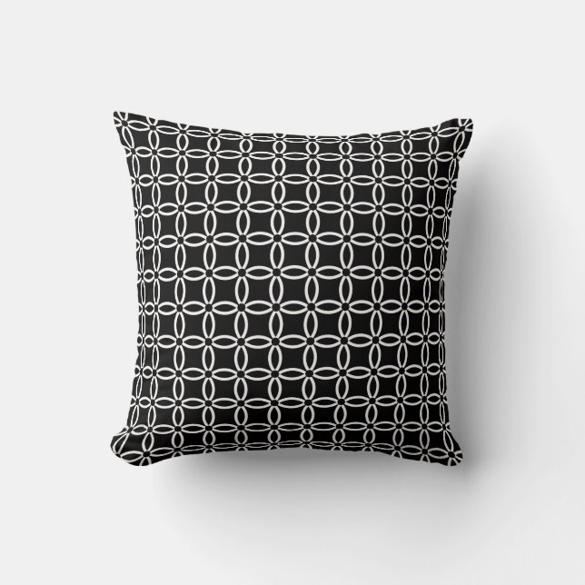 Coussin Motif géométrique Carré noir et blanc chic (Recto)