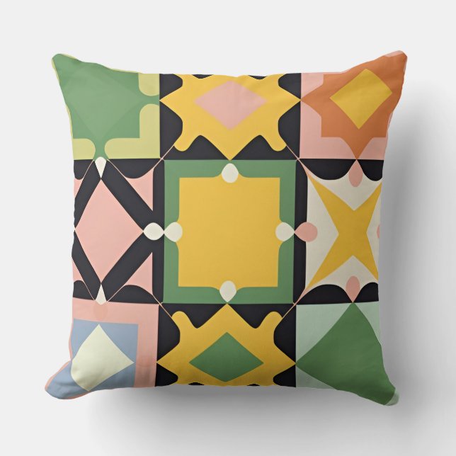 Coussin Motif géométrique coloré Abstrait symétrique (Recto)
