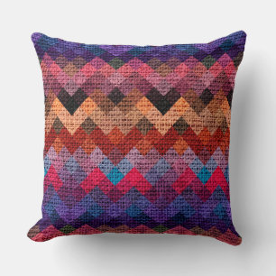 Coussin Motif géométrique coloré Burlap Rustique #3
