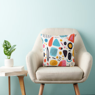 Coussin Motif géométrique coloré et ludique de style Memph