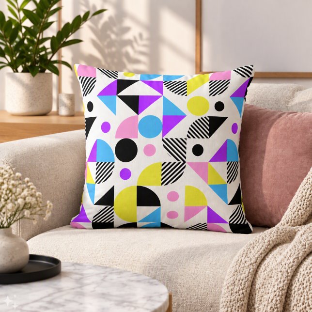 Coussin Motif géométrique coloré moderne (Créateur téléchargé)