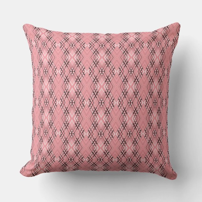 Coussin Motif géométrique corail rétro losanges (Recto)