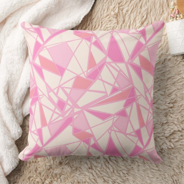 Coussin Motif géométrique couleur abstraite rose  (Couverture)