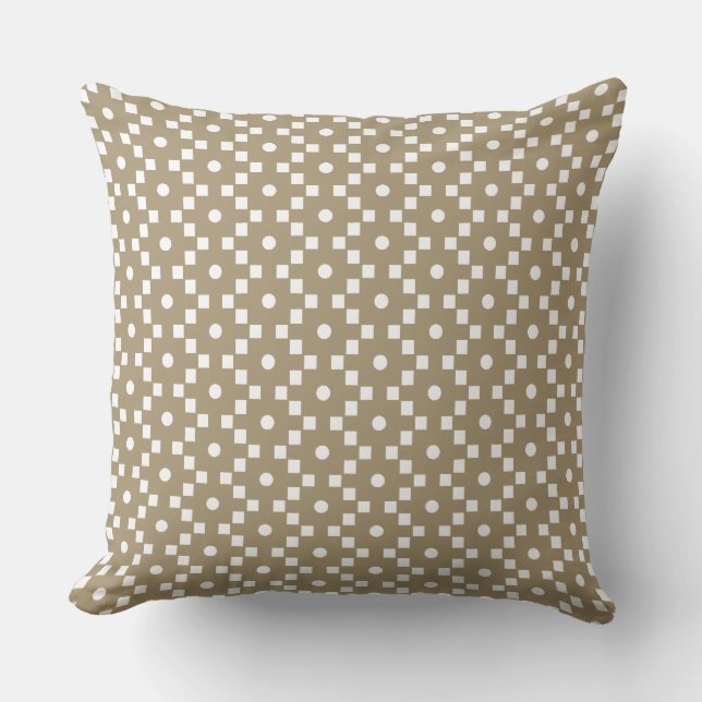 Coussin Motif géométrique croisé beige et blanc (Recto)