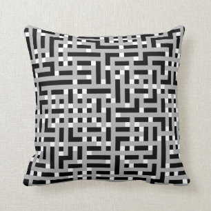 Coussin Motif géométrique dans le gris, noir et blanc.