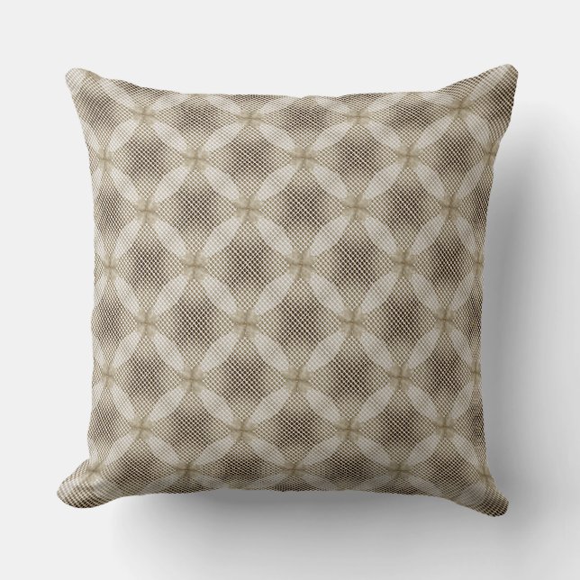 Coussin Motif géométrique de cercle beige et marron rustiq (Recto)