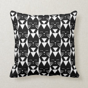 Coussin Motif géométrique de chat noir