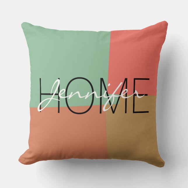 Coussin Motif géométrique de couleur rétro moderne #18 (Recto)