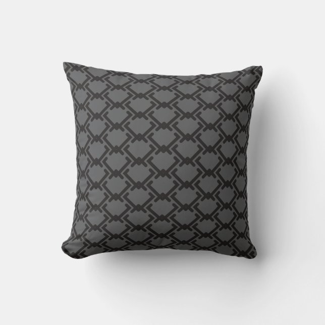 Coussin Motif géométrique de forme de diamant noir (Recto)
