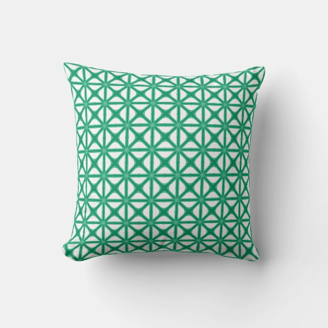 Coussin Motif géométrique de style Mashrabiya turquoise (Recto)