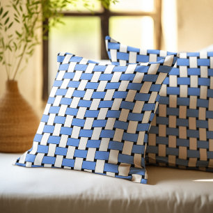Coussin Motif géométrique de tison bleu et blanc