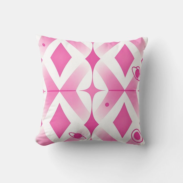 Coussin Motif géométrique d'espace rose (Recto)