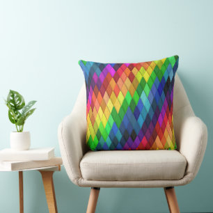 Coussin Motif géométrique diamant arc-en-ciel