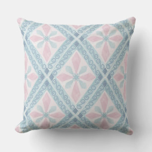Coussin Motif Géométrique Diamant Bleu