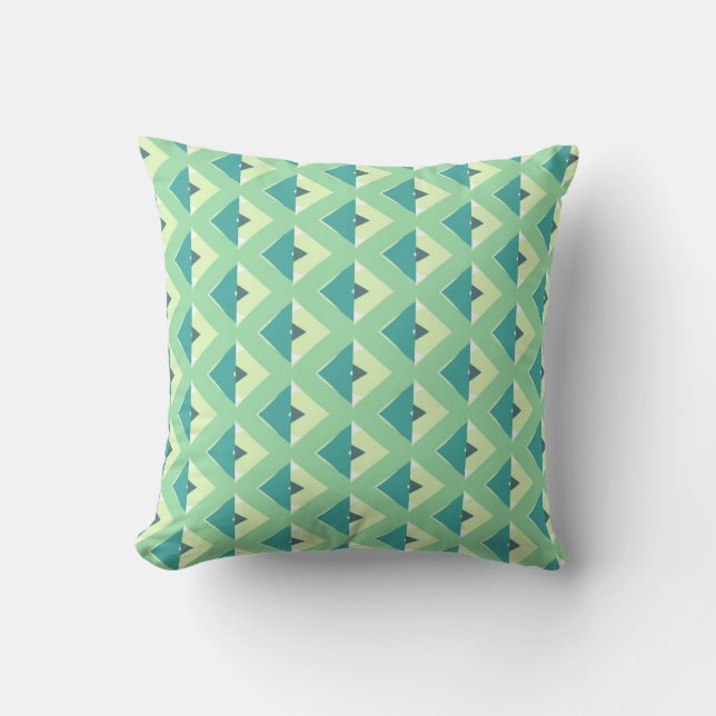 Coussin Motif géométrique Diamant turquoise et vert (Recto)