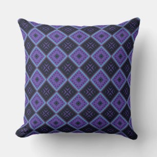 Coussin Motif géométrique diamant violet et bleu vif