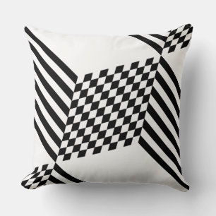 Coussin Motif géométrique élégant blanc et noir diamant