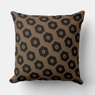 Coussin Motif géométrique élégant noir marron