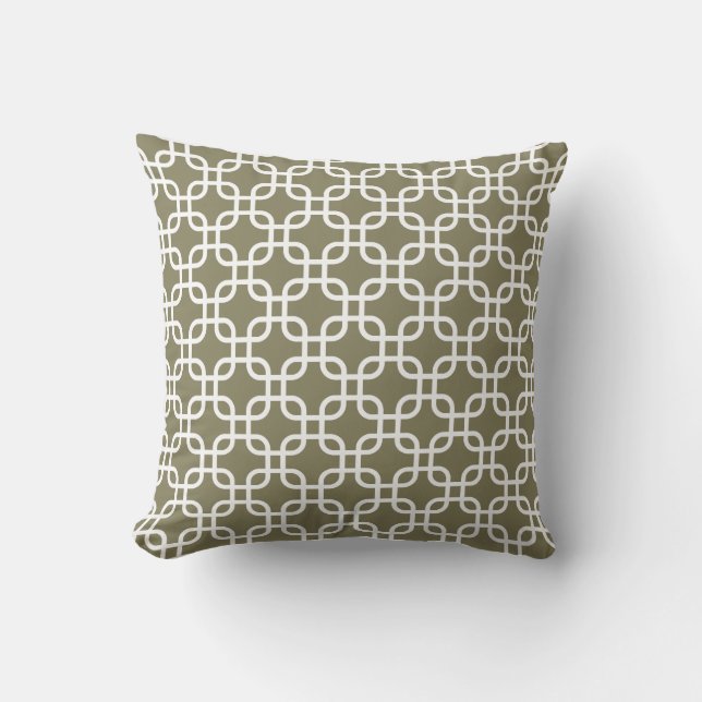 Coussin Motif géométrique élégant Olive Green (Recto)