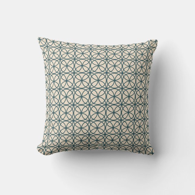 Coussin Motif géométrique émeraude profond blanc (Recto)