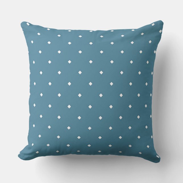 Coussin Motif géométrique en diamant blanc sur bleu (Recto)