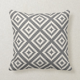 Coussin Motif géométrique en gris et crème