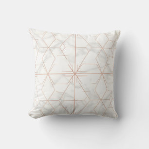 Coussin Motif géométrique en marbre or rose