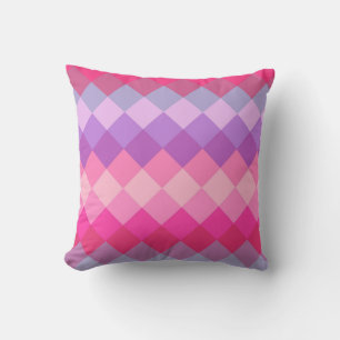 Coussin Motif géométrique en mosaïque rose et violet