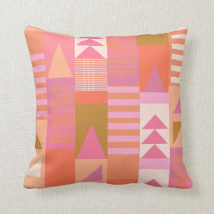 Coussin Motif géométrique en rose et orange