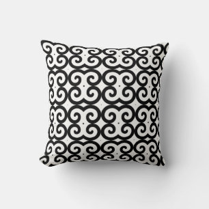Coussin Motif géométrique en spirale abstraite en noir et 
