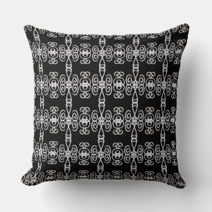 Coussin Motif géométrique en spirale gris noir et argent