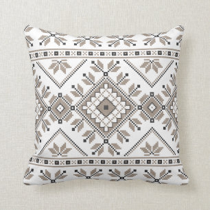 Coussin Motif géométrique ethnique tribal aztèque beige de