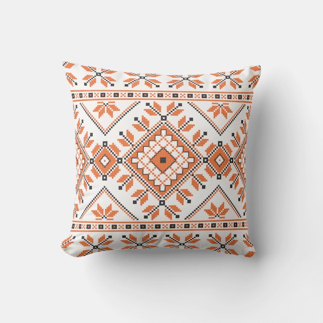 Coussin Motif géométrique ethnique tribal aztèque blanc (Recto)