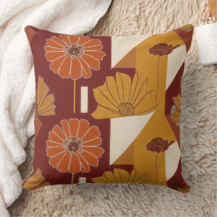 Coussin Motif géométrique floral automnal rustique