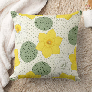 Coussin Motif géométrique floral de jonquille botanique (1